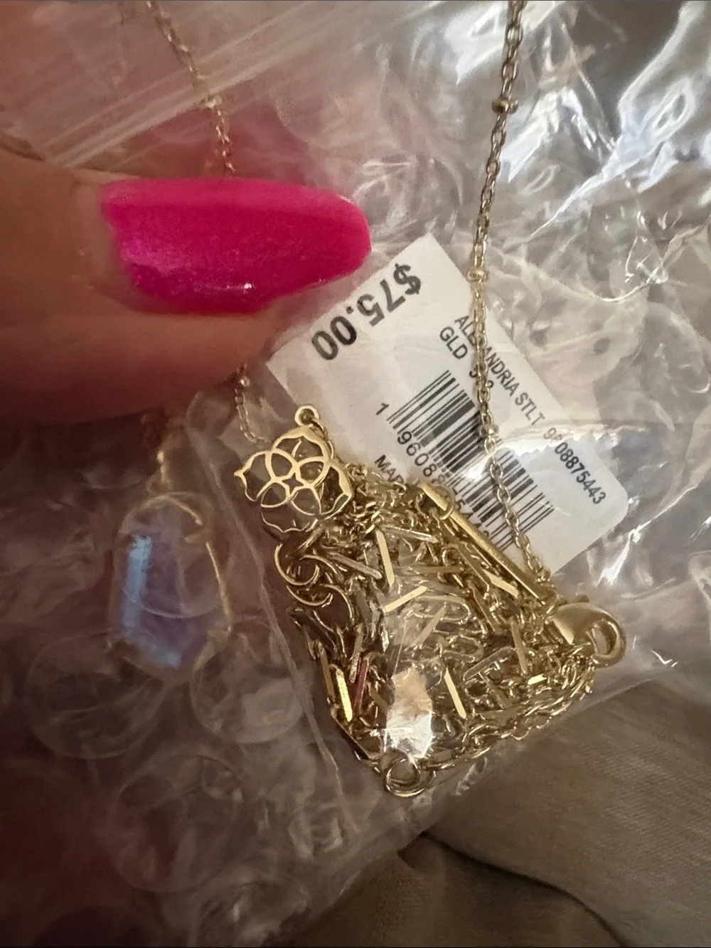 Kendra Scott Gold Layered Necklace with Blue Alexandria Pendant - Picture 3 of 4